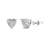 1.0 ct Brilliant Heart Cut Studs Natural Diamond Stone Clarity SI1-2 Color G-H White Gold Earrings Push back