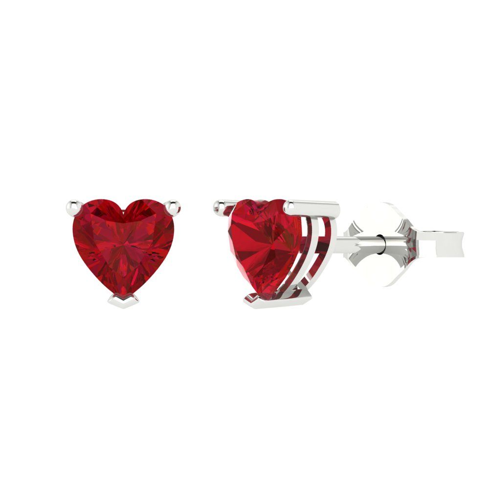 1cttw Heart Cut Simulated Pink Tourmaline Gold-Plated 925 Silver Push Back Stud Earrings