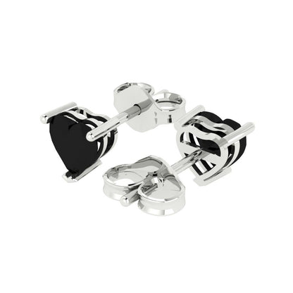 1 ctw Onyx Studs Earrings | 5mm Heart Cut White Gold Push back | July Birthstone