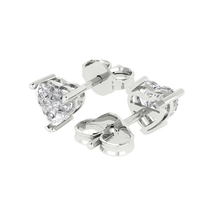 1 ctw Moissanite Studs Earrings | 5mm Heart Cut White Gold Push back | April Birthstone