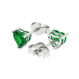 1.0 ct Brilliant Heart Cut Studs Simulated Emerald Stone White Gold Earrings Push back