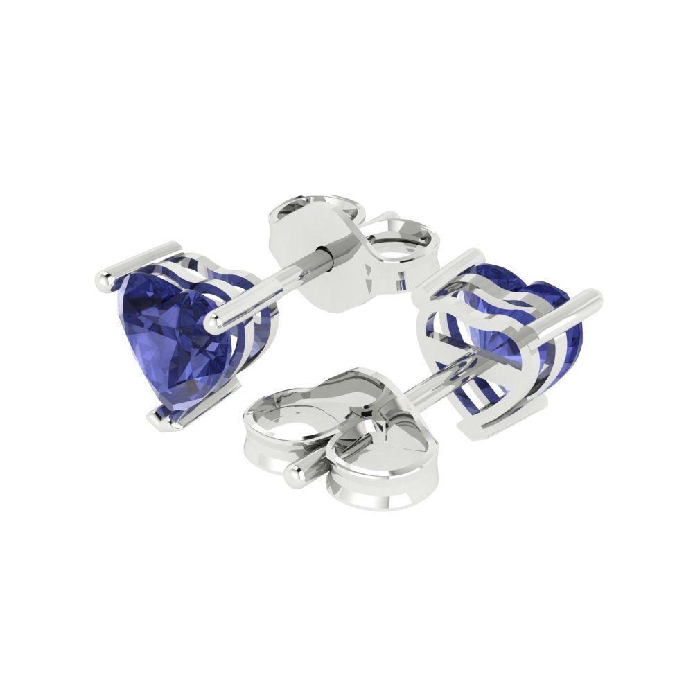 1 ctw Tanzanite Studs Earrings | 5mm Heart Cut White Gold Push back | December Birthstone