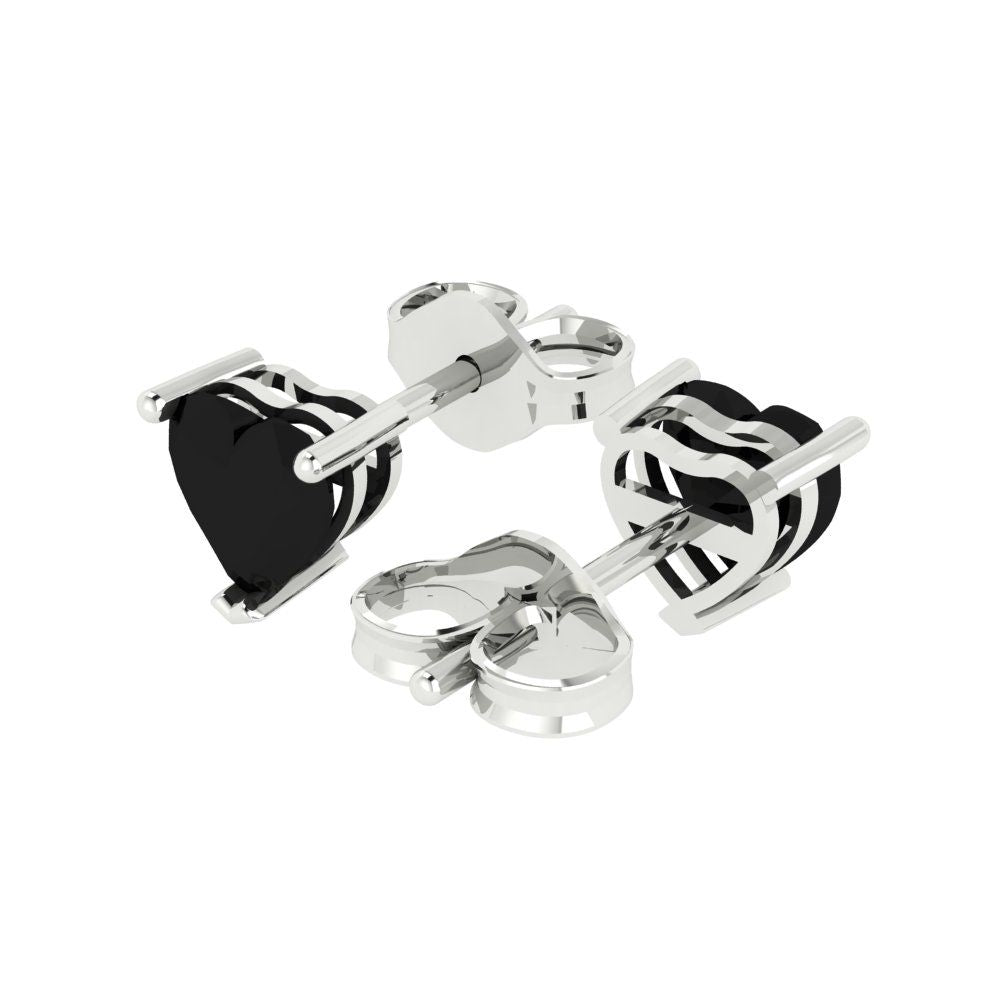 1cttw Heart Cut Natural Onyx Gold-Plated 925 Silver Push Back Stud Earrings