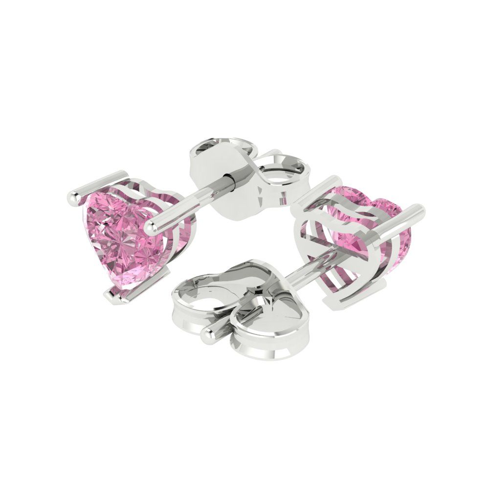 1cttw Heart Cut Simulated Pink Diamond Gold-Plated 925 Silver Push Back Stud Earrings
