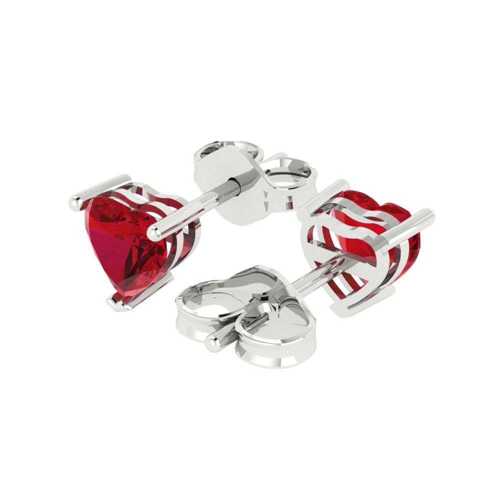 1 ctw Pink Tourmaline Studs Earrings | 5mm Heart Cut White Gold Push back | April Birthstone