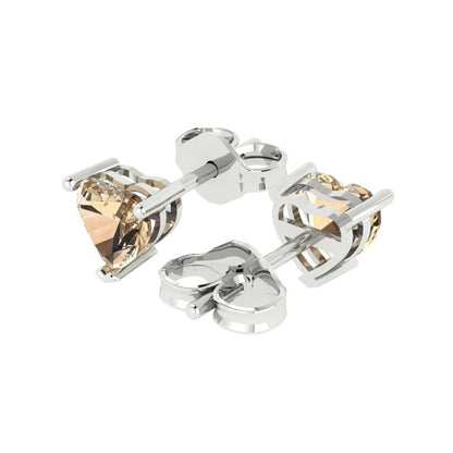 1cttw Heart Cut Yellow Moissanite Gold-Plated 925 Silver Push Back Stud Earrings