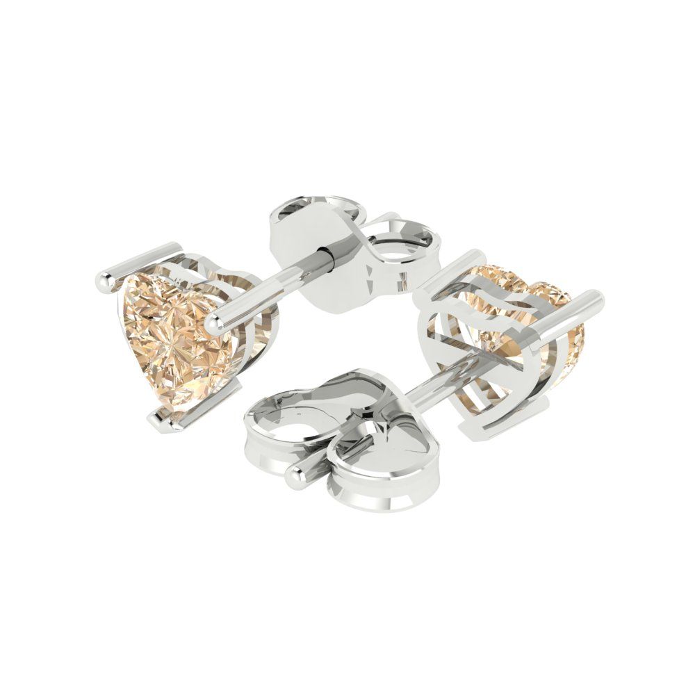 1cttw Heart Cut Natural Morganite Gold-Plated 925 Silver Push Back Stud Earrings