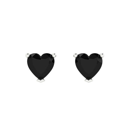 1 ctw Onyx Studs Earrings | 5mm Heart Cut White Gold Push back | July Birthstone