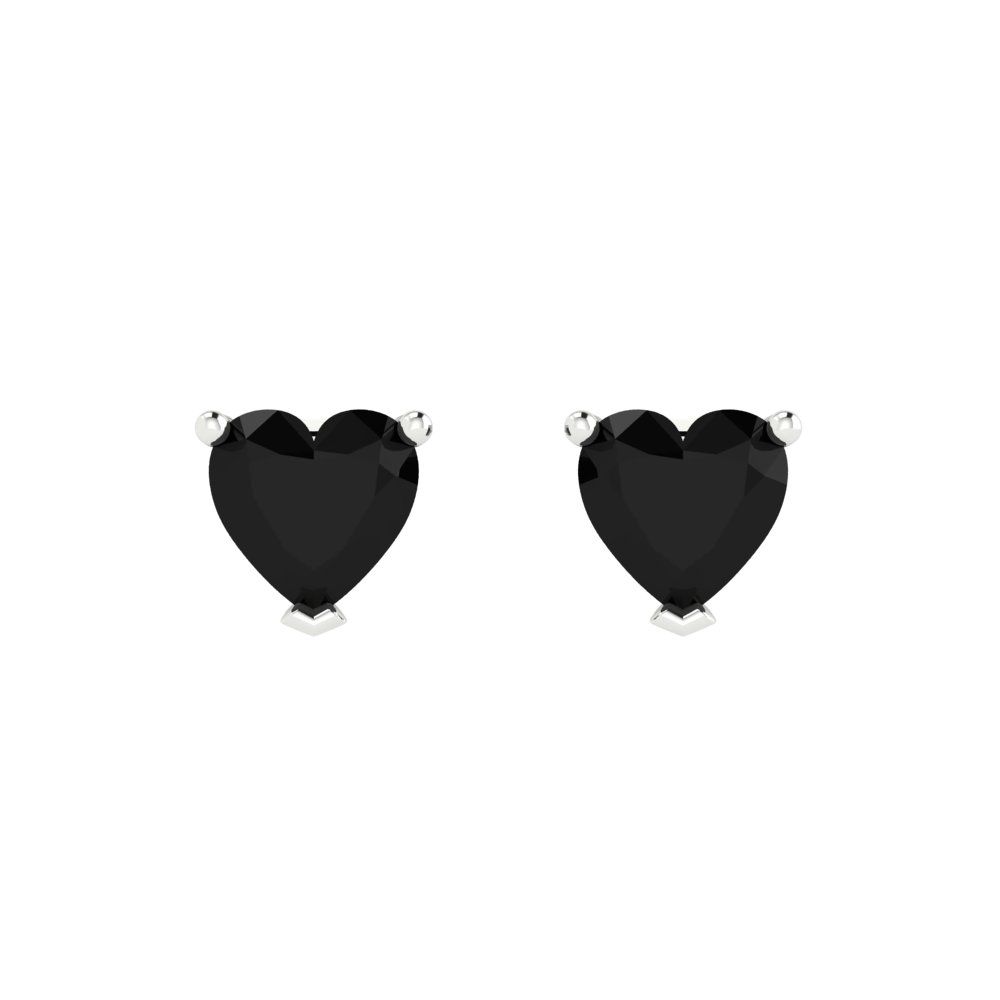 1cttw Heart Cut Natural Onyx Gold-Plated 925 Silver Push Back Stud Earrings