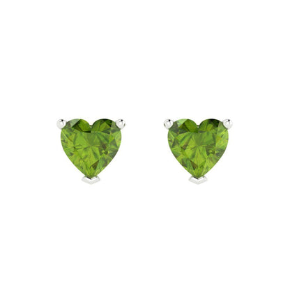 1cttw Heart Cut Natural Peridot Gold-Plated 925 Silver Push Back Stud Earrings