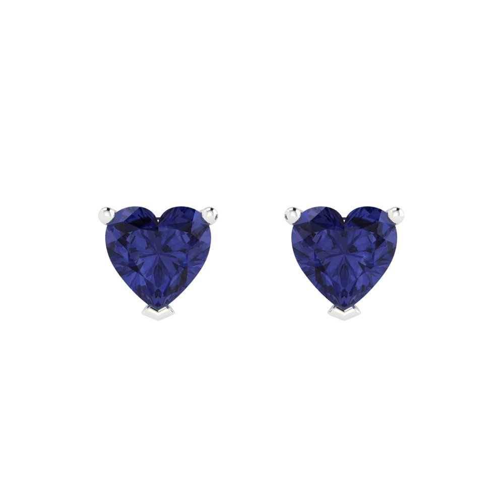 1cttw Heart Cut Simulated Tanzanite Gold-Plated 925 Silver Push Back Stud Earrings