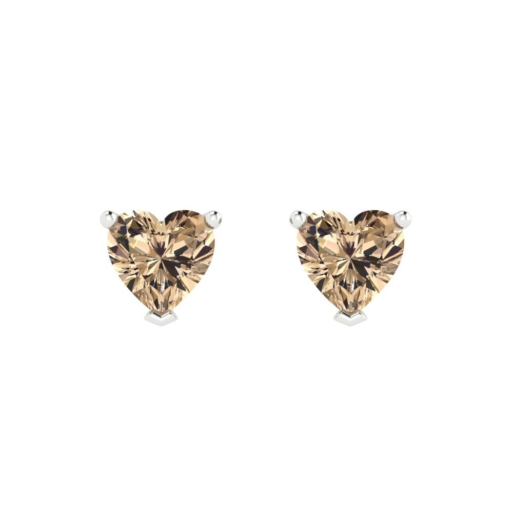 1cttw Heart Cut Yellow Moissanite Gold-Plated 925 Silver Push Back Stud Earrings