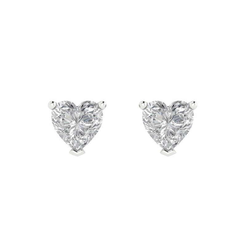 1.0 ct Brilliant Heart Cut Studs Natural Diamond Stone Clarity SI1-2 Color G-H White Gold Earrings Push back