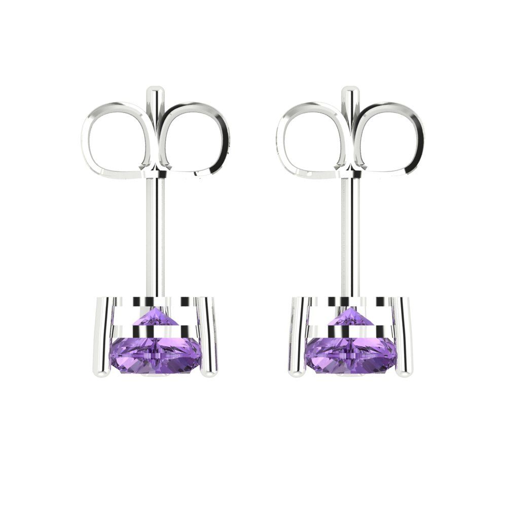 1cttw Heart Cut Simulated Alexandrite Gold-Plated 925 Silver Push Back Stud Earrings