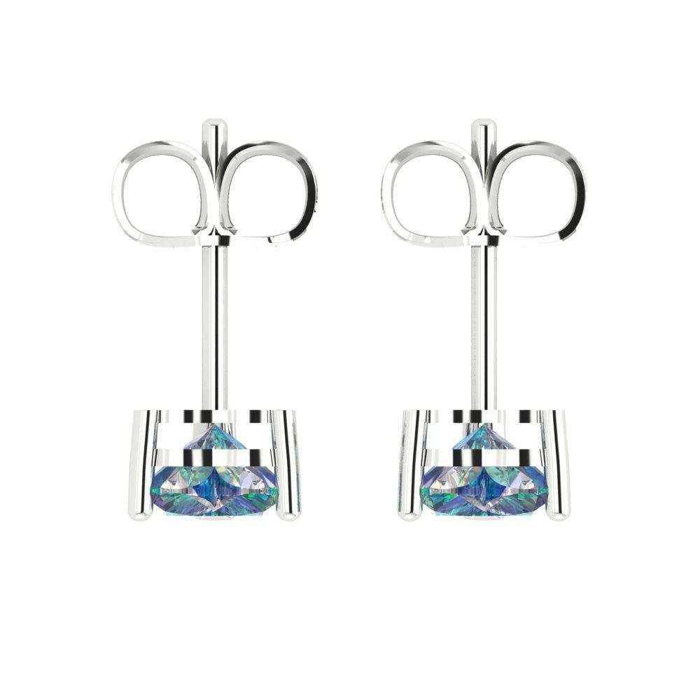 1cttw Heart Cut Blue Moissanite Gold-Plated 925 Silver Push Back Stud Earrings