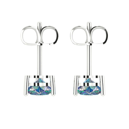 1cttw Heart Cut Blue Moissanite Gold-Plated 925 Silver Push Back Stud Earrings