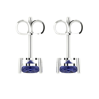 1cttw Heart Cut Simulated Tanzanite Gold-Plated 925 Silver Push Back Stud Earrings