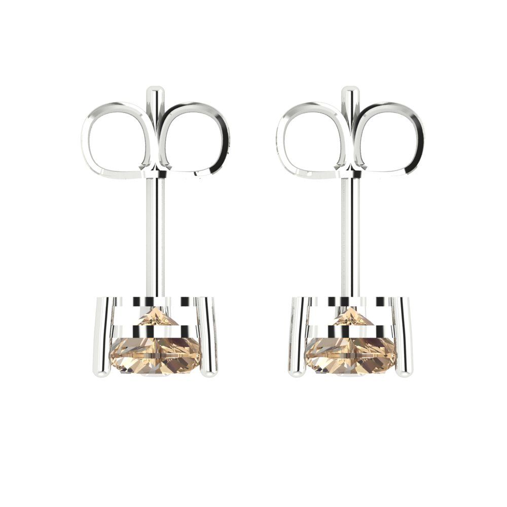 1cttw Heart Cut Yellow Moissanite Gold-Plated 925 Silver Push Back Stud Earrings
