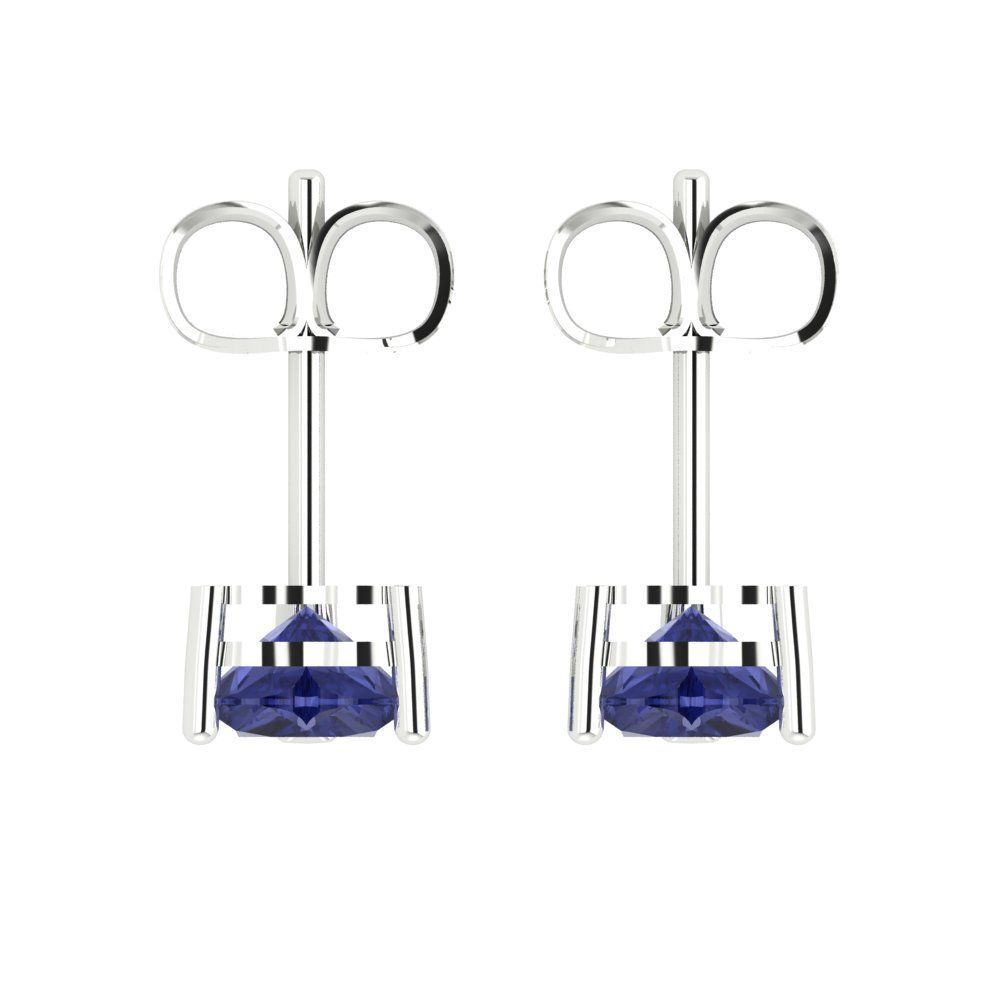 1 ctw Tanzanite Studs Earrings | 5mm Heart Cut White Gold Push back | December Birthstone