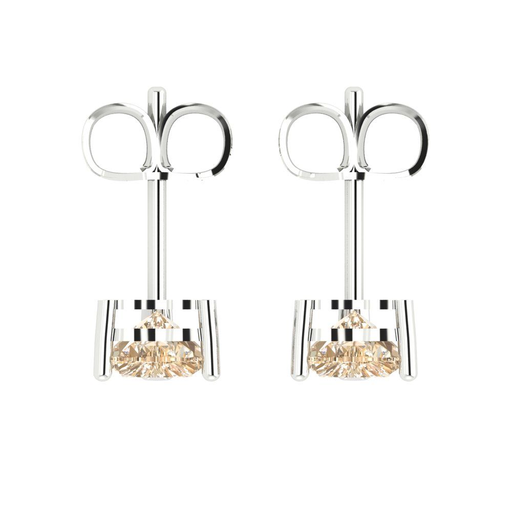 1cttw Heart Cut Natural Morganite Gold-Plated 925 Silver Push Back Stud Earrings