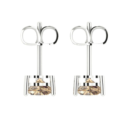 1 ctw Yellow Moissanite Studs Earrings | 5mm Heart Cut White Gold Push back | April Birthstone