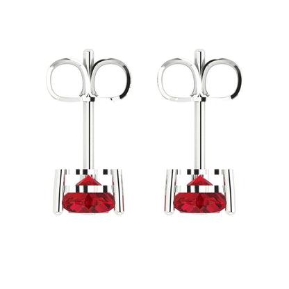 1 ctw Ruby Studs Earrings | 5mm Heart Cut White Gold Push back | July Birthstone