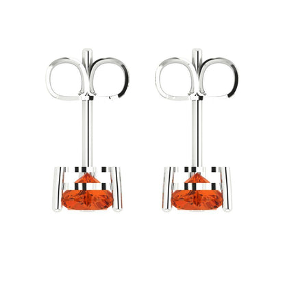 1cttw Heart Cut Simulated Red Diamond Gold-Plated 925 Silver Push Back Stud Earrings