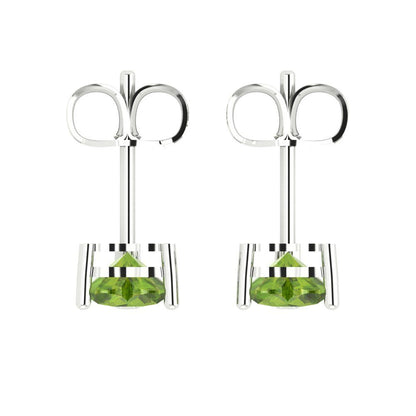 1cttw Heart Cut Natural Peridot Gold-Plated 925 Silver Push Back Stud Earrings