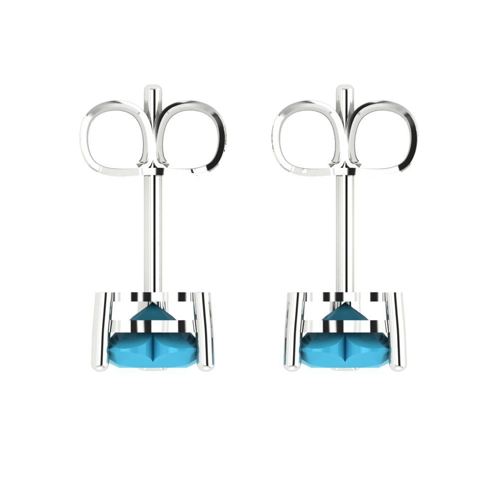 1cttw Heart Cut Simulated Turquoise Gold-Plated 925 Silver Push Back Stud Earrings