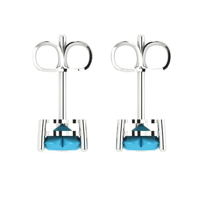 1cttw Heart Cut Simulated Turquoise Gold-Plated 925 Silver Push Back Stud Earrings