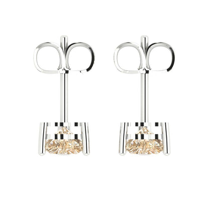 1 ctw Morganite Studs Earrings | 5mm Heart Cut White Gold Push back | February Birthstone