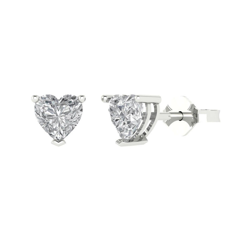 1.5 ct Brilliant Heart Cut Studs Natural Diamond Stone Clarity SI1-2 Color G-H White Gold Earrings Push back