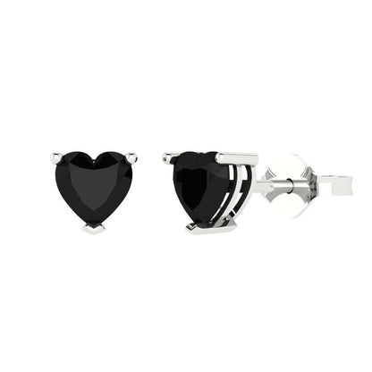 1.5cttw Heart Cut Natural Onyx Gold-Plated 925 Silver Push Back Stud Earrings