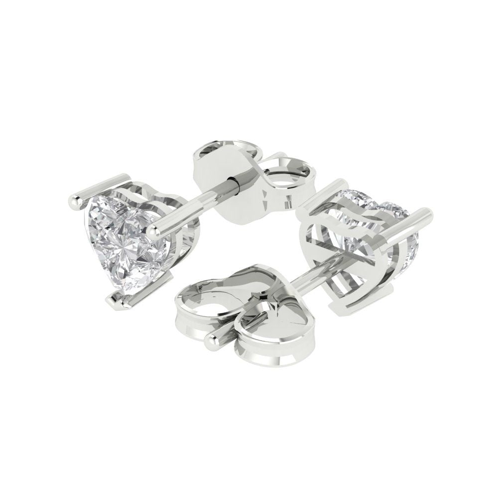 1.5 ctw Moissanite Studs Earrings | 6.0mm Heart Cut White Gold Push back | April Birthstone