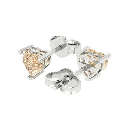 1.5cttw Heart Cut Natural Morganite Gold-Plated 925 Silver Push Back Stud Earrings