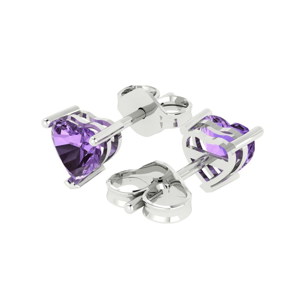1.5cttw Heart Cut Simulated Alexandrite Gold-Plated 925 Silver Push Back Stud Earrings