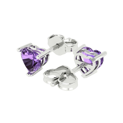 1.5cttw Heart Cut Simulated Alexandrite Gold-Plated 925 Silver Push Back Stud Earrings