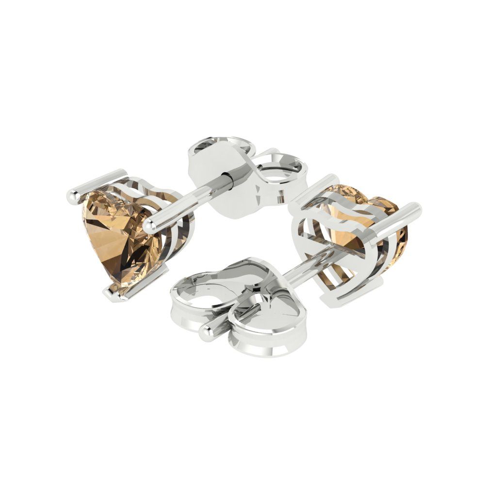 1.5cttw Heart Cut Simulated Champagne Diamond Gold-Plated 925 Silver Push Back Stud Earrings