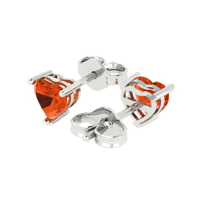 1.5cttw Heart Cut Simulated Red Diamond Gold-Plated 925 Silver Push Back Stud Earrings