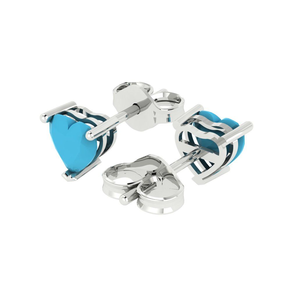 1.5cttw Heart Cut Simulated Turquoise Gold-Plated 925 Silver Push Back Stud Earrings