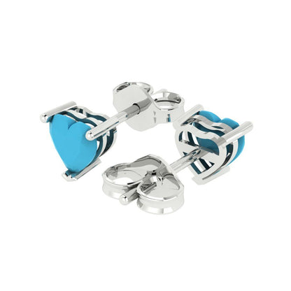 1.5cttw Heart Cut Simulated Turquoise Gold-Plated 925 Silver Push Back Stud Earrings