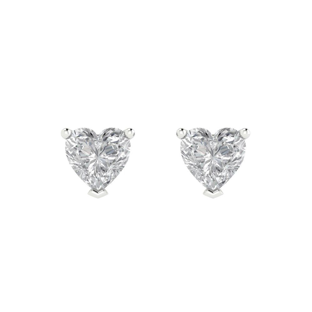 1.5 ctw Moissanite Studs Earrings | 6.0mm Heart Cut White Gold Push back | April Birthstone