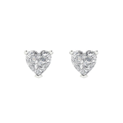 1.5 ctw Moissanite Studs Earrings | 6.0mm Heart Cut White Gold Push back | April Birthstone