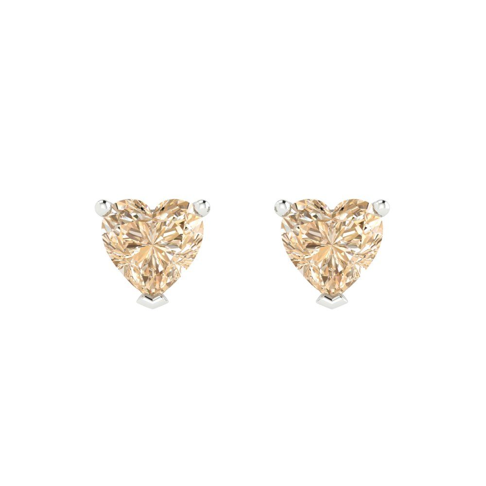 1.5cttw Heart Cut Natural Morganite Gold-Plated 925 Silver Push Back Stud Earrings