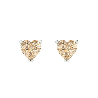 1.5cttw Heart Cut Natural Morganite Gold-Plated 925 Silver Push Back Stud Earrings