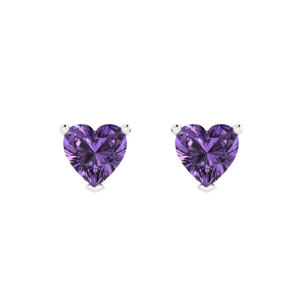 1.5cttw Heart Cut Simulated Alexandrite Gold-Plated 925 Silver Push Back Stud Earrings