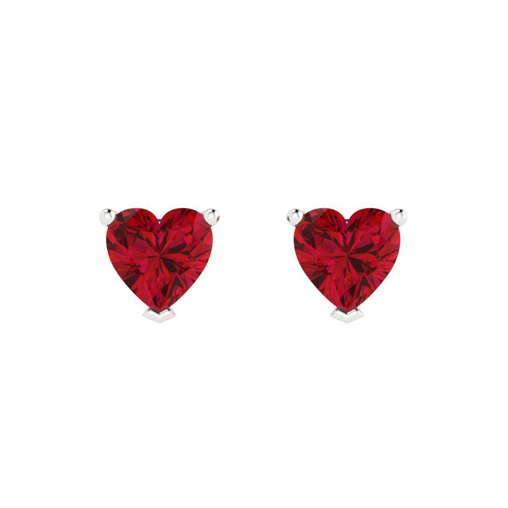 1.5cttw Heart Cut Simulated Ruby Gold-Plated 925 Silver Push Back Stud Earrings