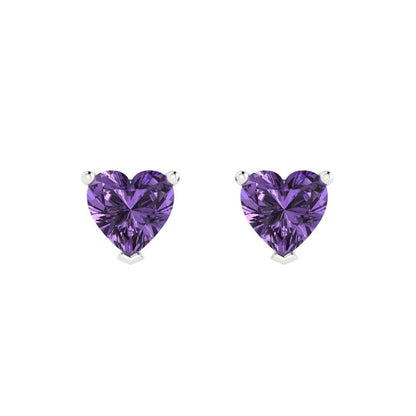 1.5 ctw Alexandrite Studs Earrings | 6.0mm Heart Cut White Gold Push back | June Birthstone