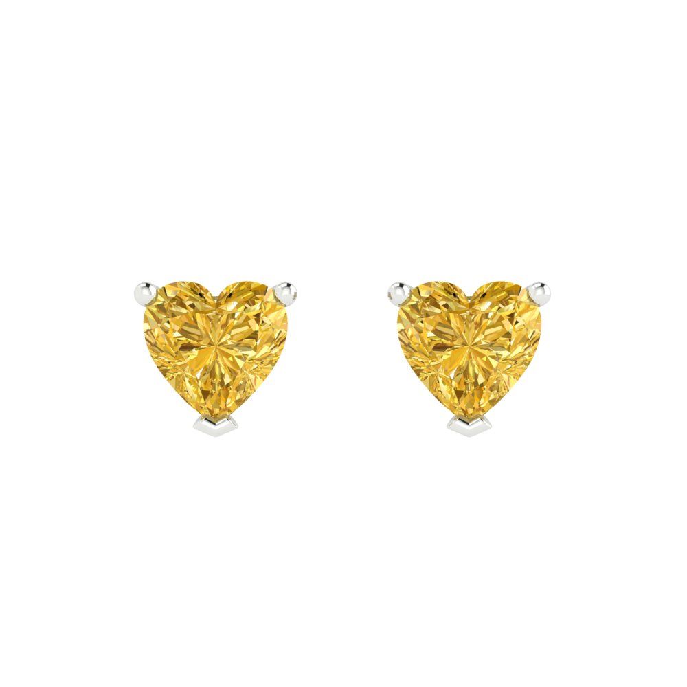 1.5cttw Heart Cut Simulated Yellow Diamond Gold-Plated 925 Silver Push Back Stud Earrings