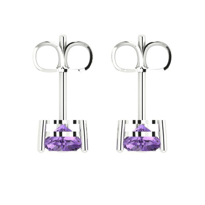 1.5 ctw Alexandrite Studs Earrings | 6.0mm Heart Cut White Gold Push back | June Birthstone